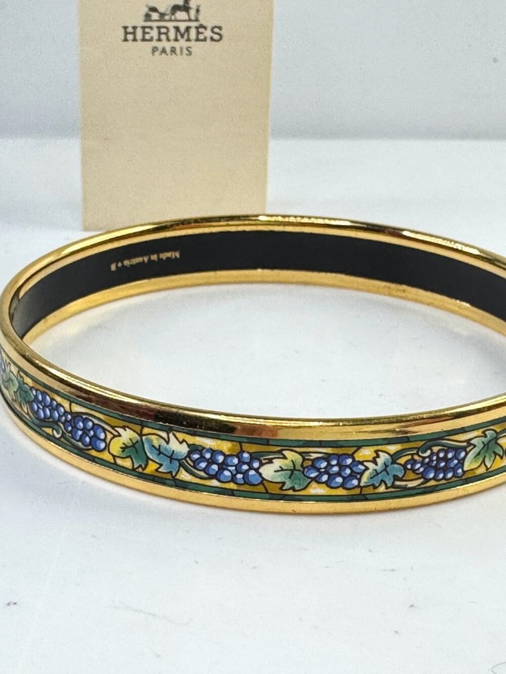 Vintage Hermès Email PM Cloisonné Bracelet Golden Metal Gold-plated 8" GS799